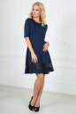 Коктейльное платье с расклешённой юбкой темно-синего цвета 2506.47 No1|интернет-магазин vvlen.com