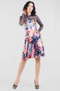Коктейльное платье с расклешённой юбкой синего с розовым цвета 2668.45 No0|интернет-магазин vvlen.com