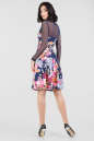 Коктейльное платье с расклешённой юбкой синего с розовым цвета 2668.45 No2|интернет-магазин vvlen.com