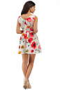 Коктейльное платье с расклешённой юбкой белого с красным цвета 2278.63 No3|интернет-магазин vvlen.com
