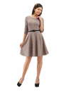 Повседневное платье с расклешённой юбкой бежевого цвета 2281.41|интернет-магазин vvlen.com